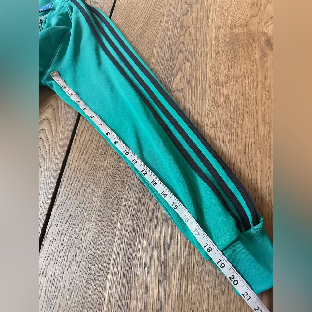 Adidas Turquoise Zip-Up Jacket with Black Stripes Size Small - Picture 11 of 14